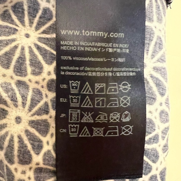 Tommy Hilfiger Navy Blue and White Flutter Sleeve Blouse-Embellished V-Neckline - Picture 5 of 5